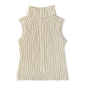 Vintage Gap Sleeveless Cable Knit Turtleneck Fisherman Cottagecore Coastal Boho